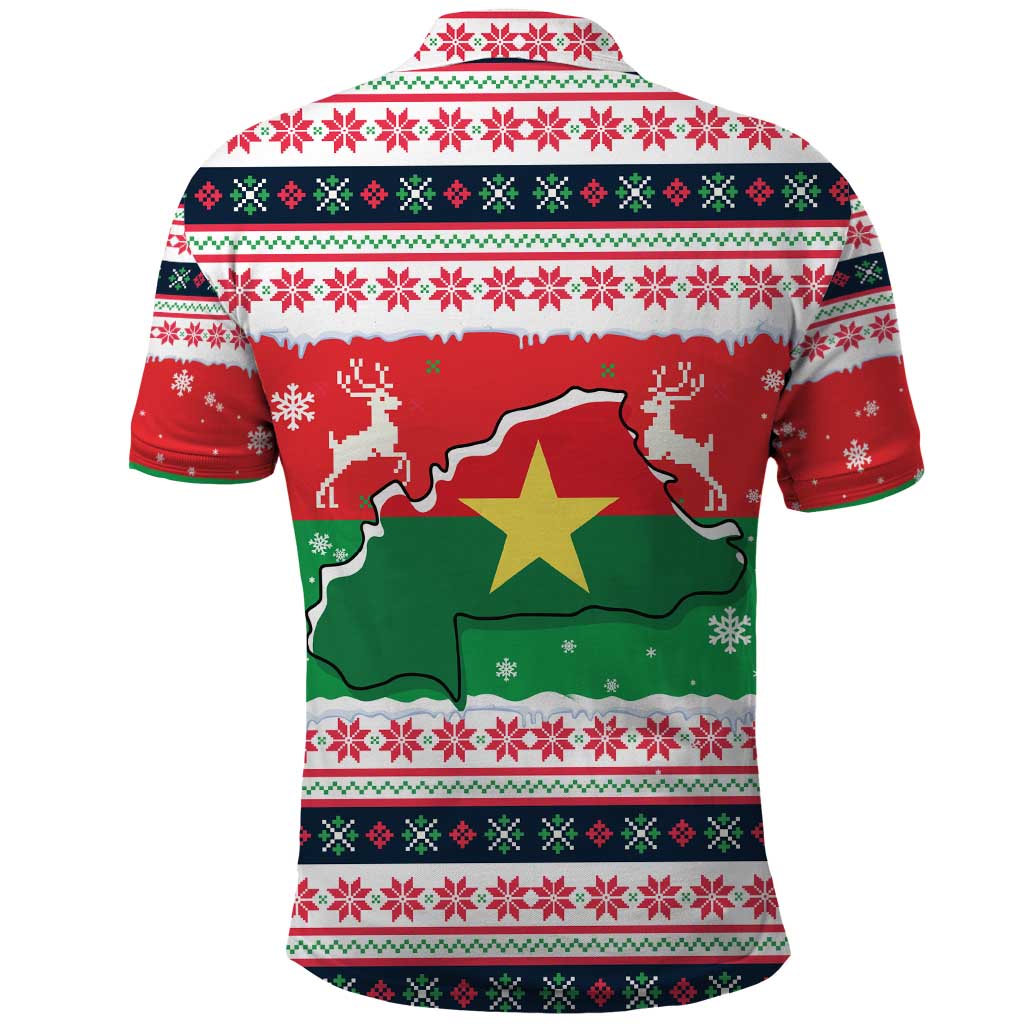 Christmas Burkina Faso Polo Shirt Reindeer Star Design - Wonder Print Shop
