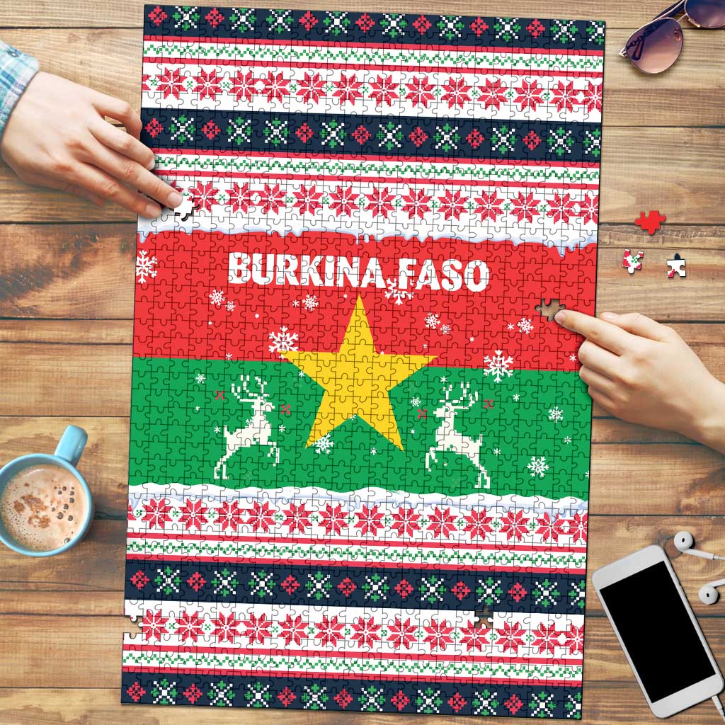 Christmas Burkina Faso Puzzle Reindeer Star Design - Wonder Print Shop