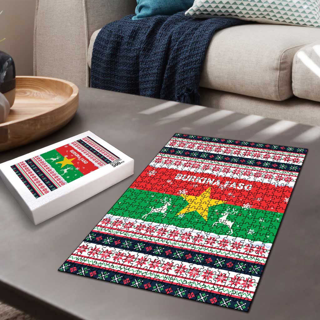 Christmas Burkina Faso Puzzle Reindeer Star Design - Wonder Print Shop