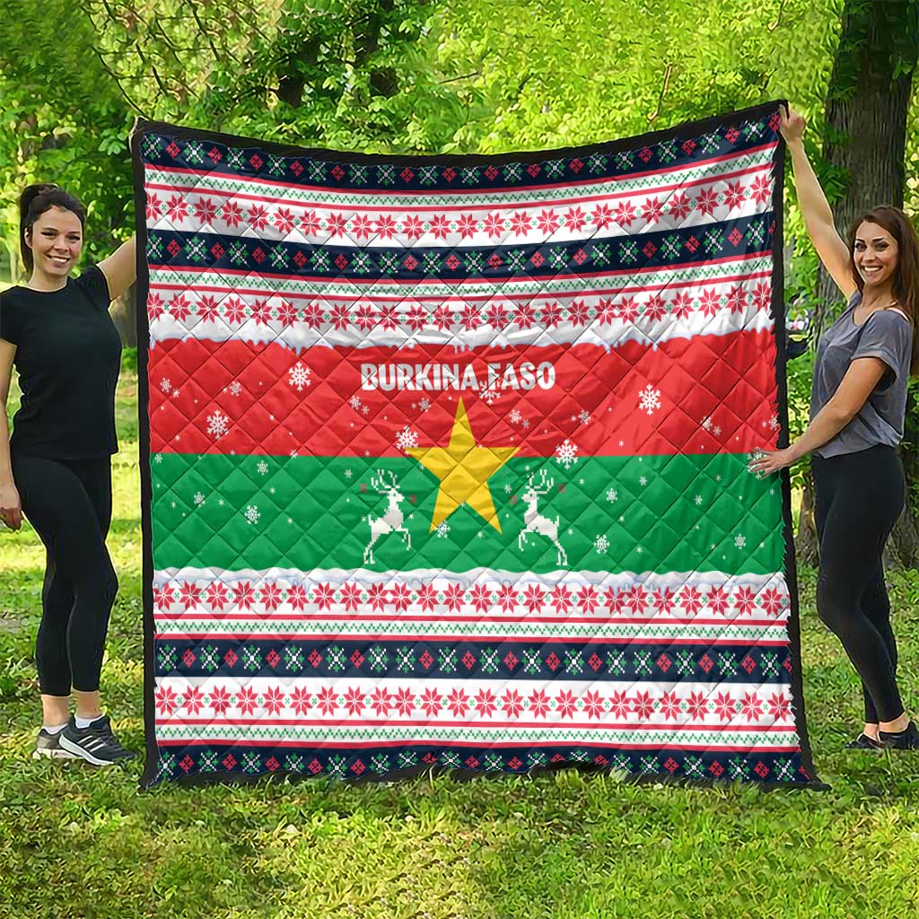 Christmas Burkina Faso Quilt Reindeer Star Design - Wonder Print Shop
