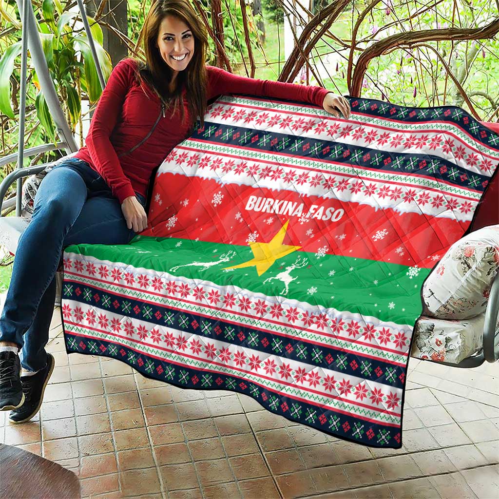 Christmas Burkina Faso Quilt Reindeer Star Design - Wonder Print Shop