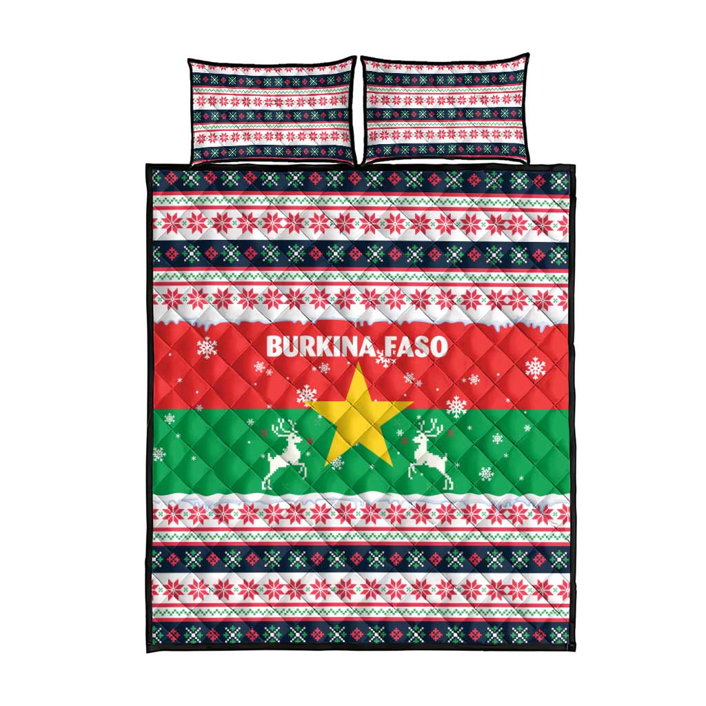 Christmas Burkina Faso Quilt Bed Set Reindeer Star Design - Wonder Print Shop