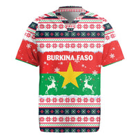 Christmas Burkina Faso Rugby Jersey Reindeer Star Design - Wonder Print Shop