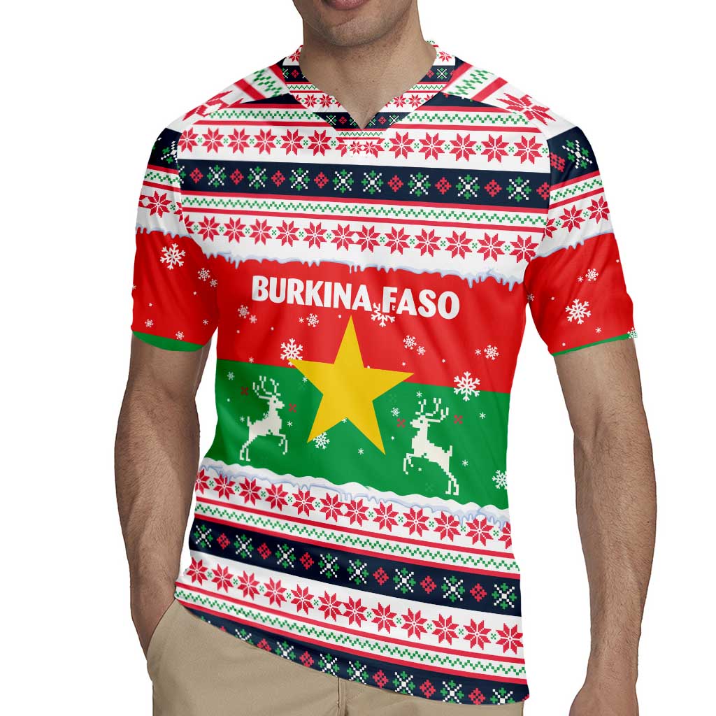 Christmas Burkina Faso Rugby Jersey Reindeer Star Design - Wonder Print Shop