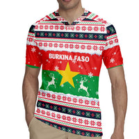 Christmas Burkina Faso Rugby Jersey Reindeer Star Design - Wonder Print Shop