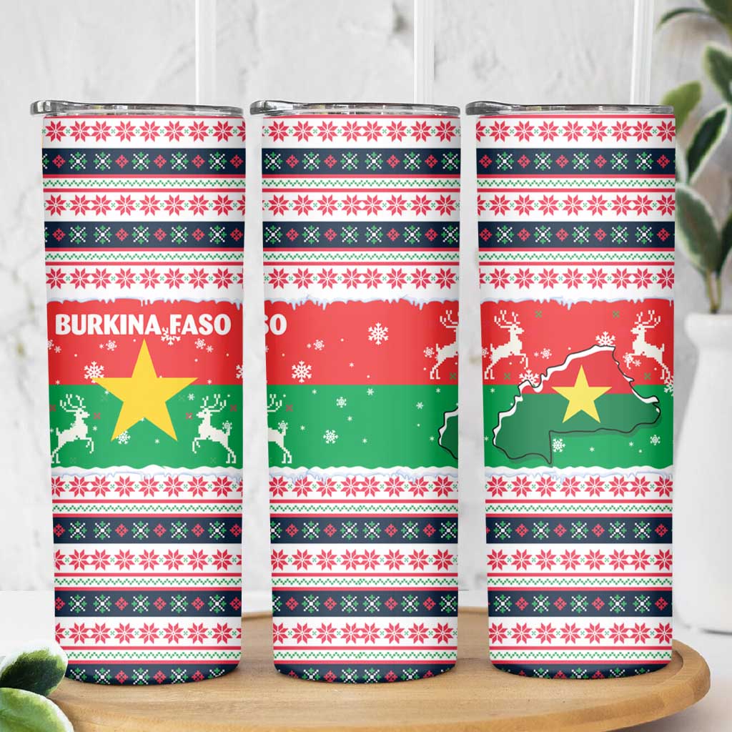Christmas Burkina Faso Skinny Tumbler Reindeer Star Design - Wonder Print Shop