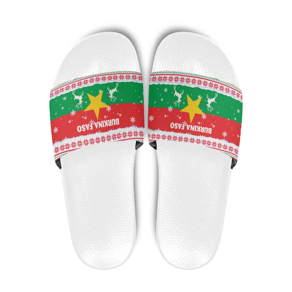 Christmas Burkina Faso Slide Sandals Reindeer Star Design - Wonder Print Shop