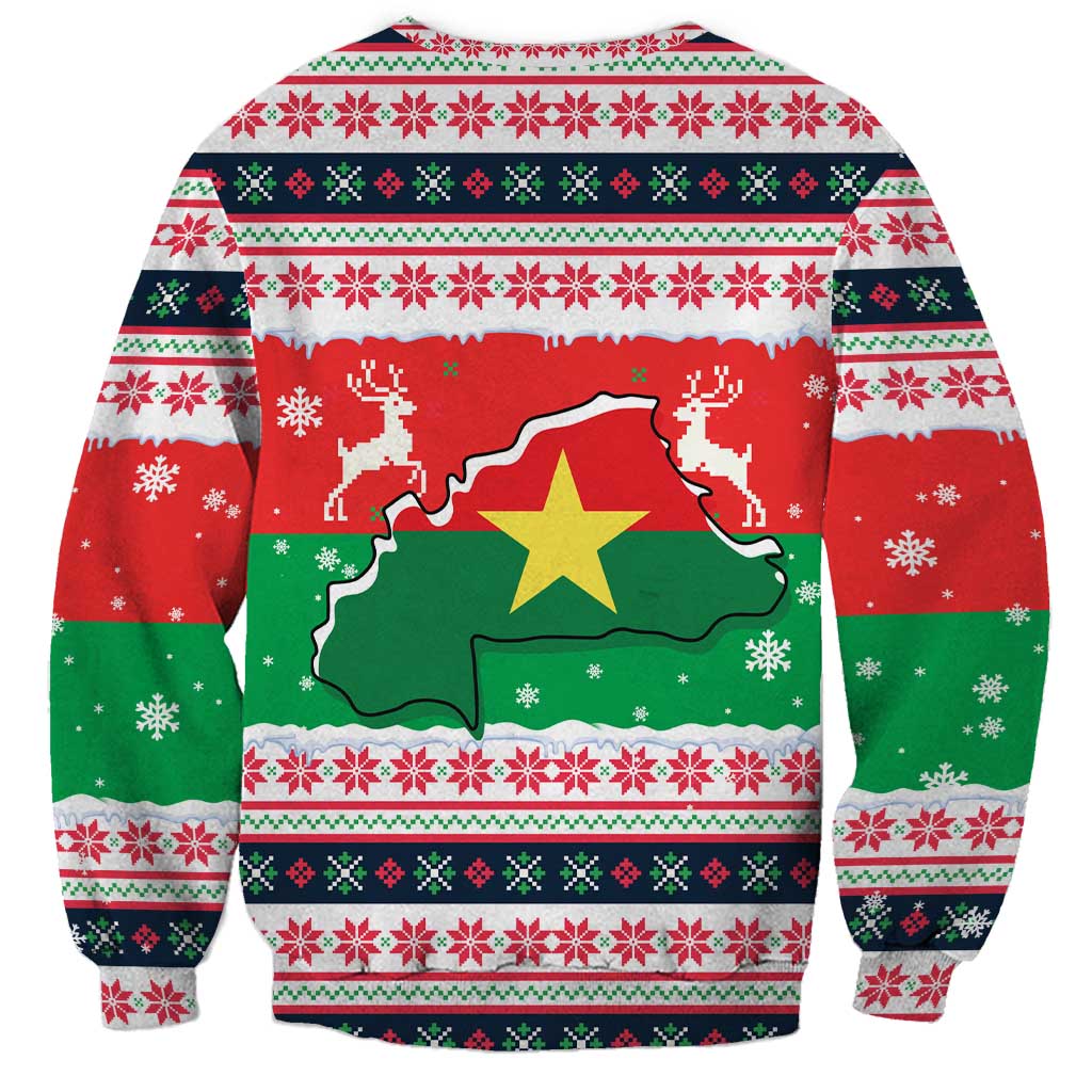 Christmas Burkina Faso Sweatshirt Reindeer Star Design - Wonder Print Shop