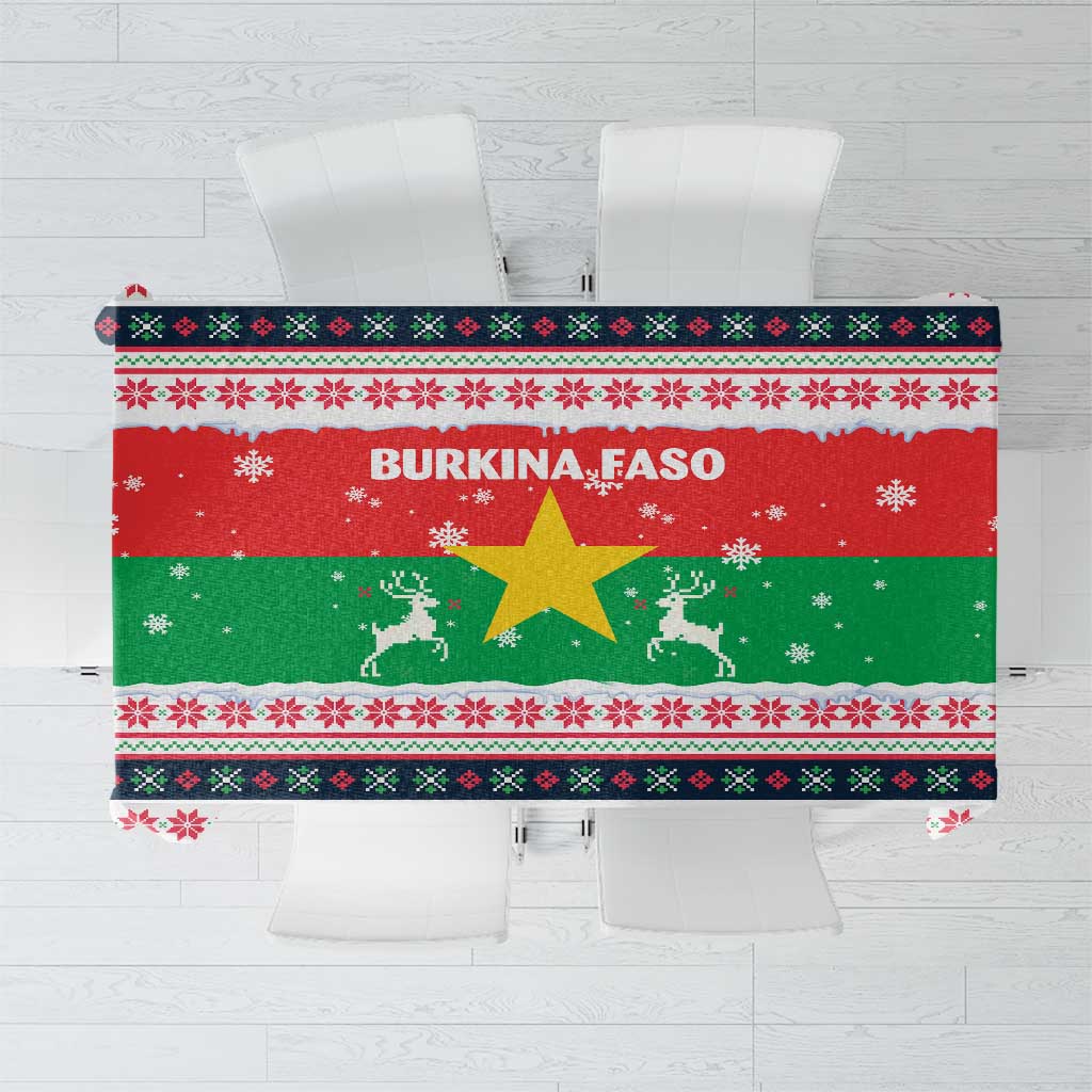 Christmas Burkina Faso Tablecloth Reindeer Star Design - Wonder Print Shop
