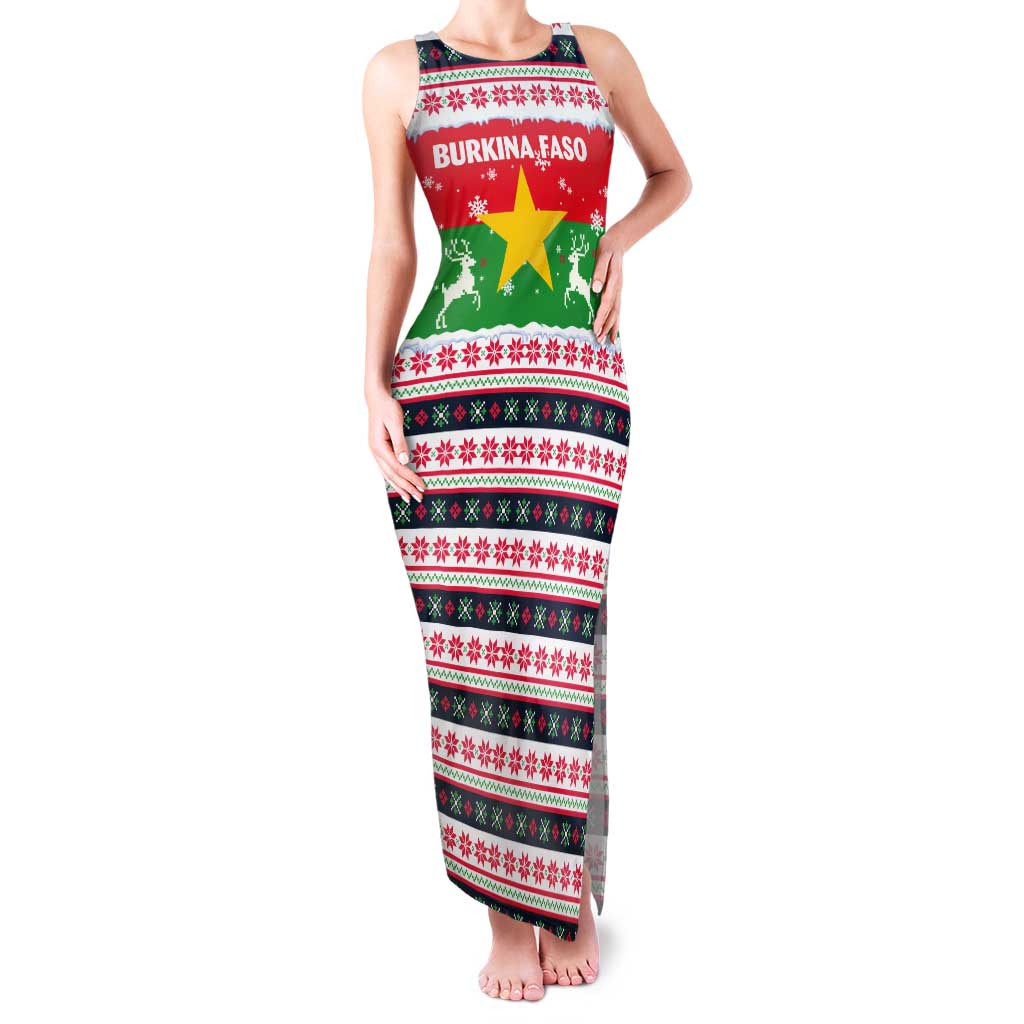 Christmas Burkina Faso Tank Maxi Dress Reindeer Star Design - Wonder Print Shop