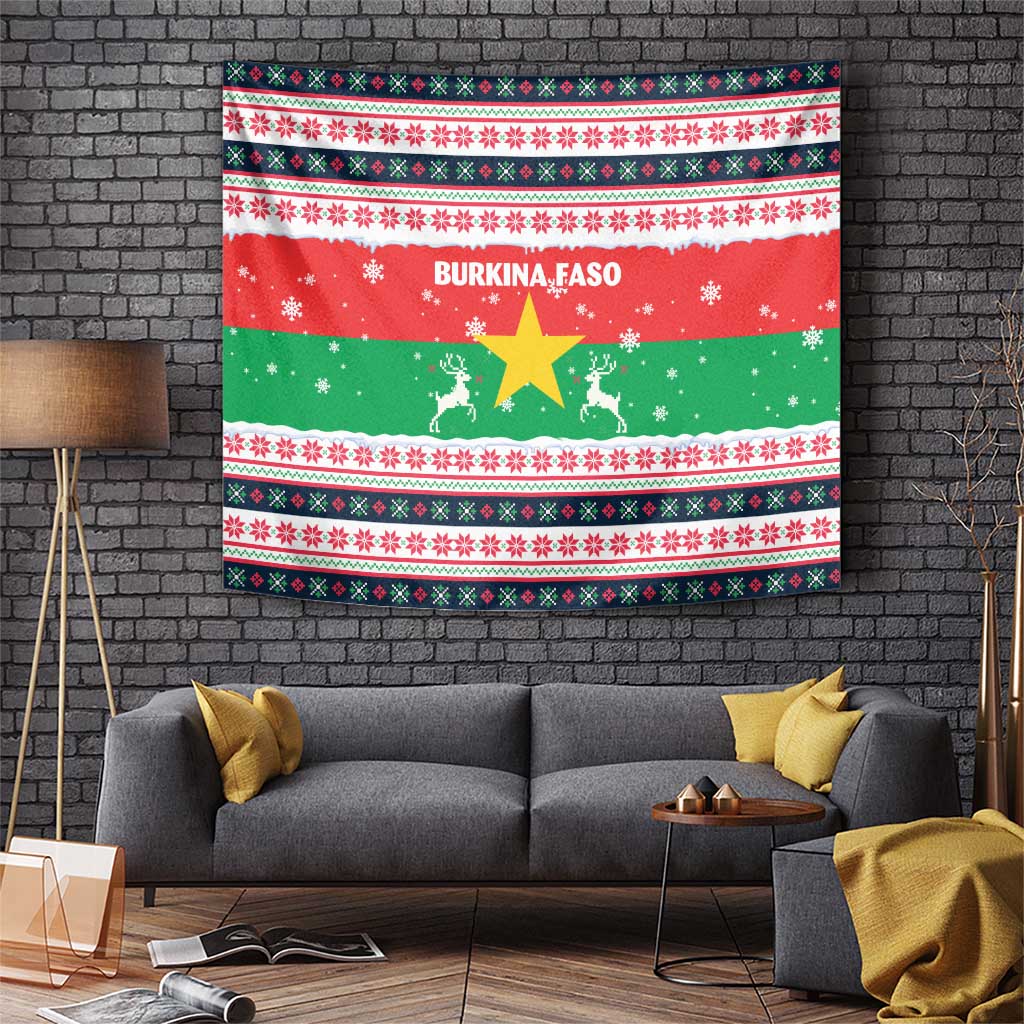 Christmas Burkina Faso Tapestry Reindeer Star Design - Wonder Print Shop