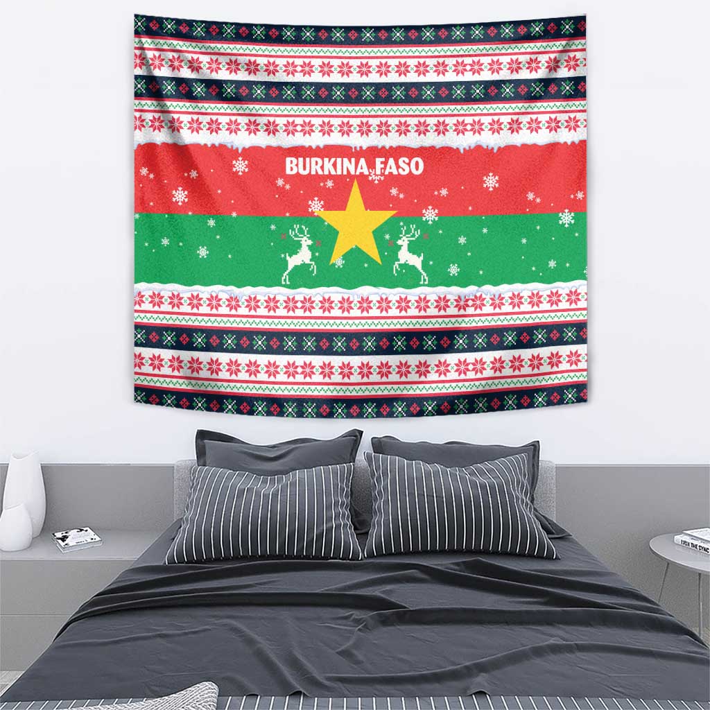 Christmas Burkina Faso Tapestry Reindeer Star Design - Wonder Print Shop