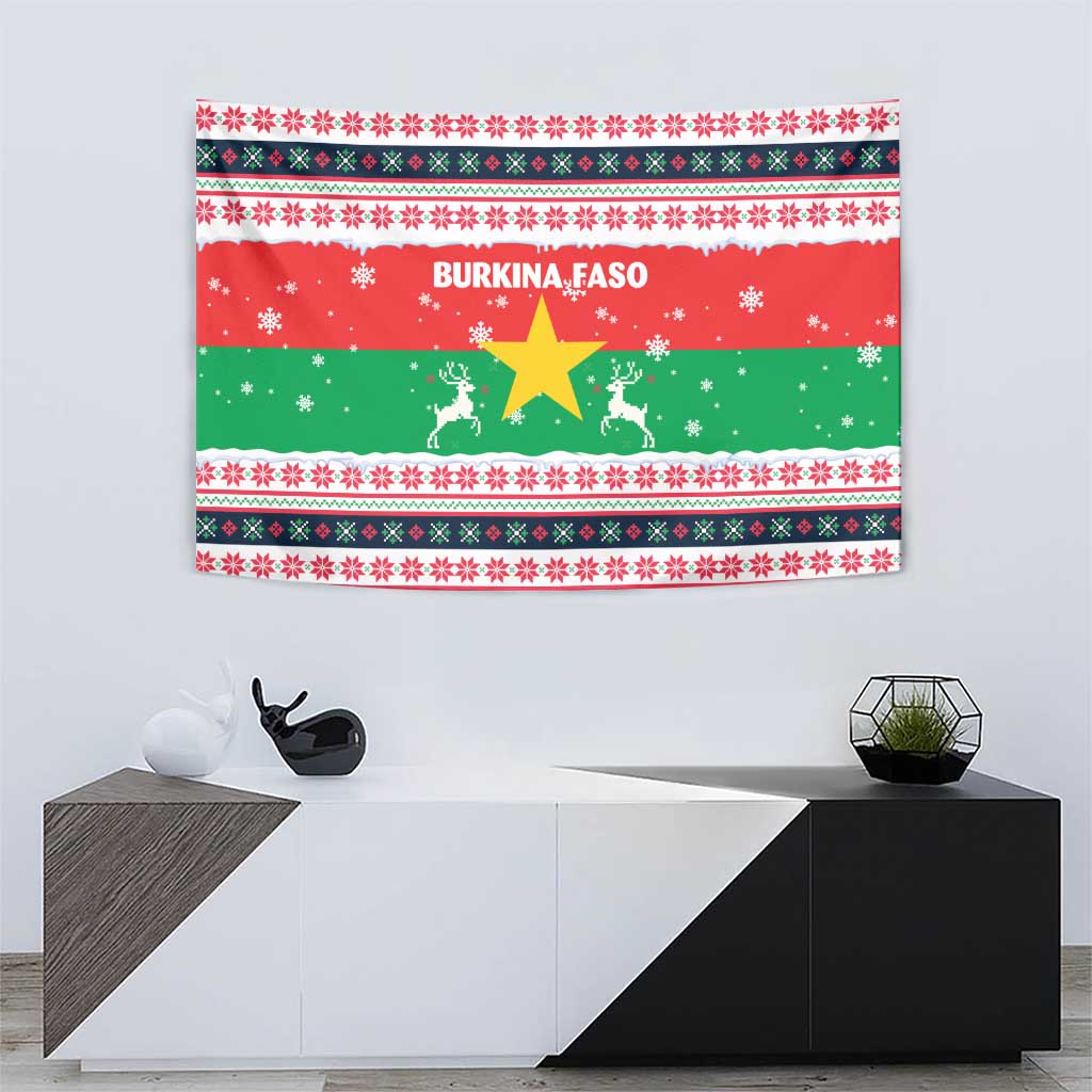 Christmas Burkina Faso Tapestry Reindeer Star Design - Wonder Print Shop