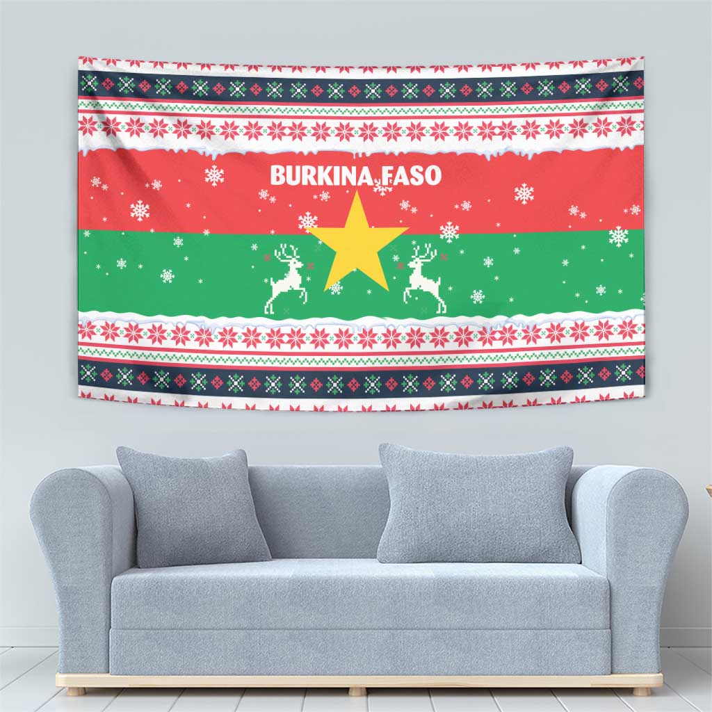 Christmas Burkina Faso Tapestry Reindeer Star Design - Wonder Print Shop
