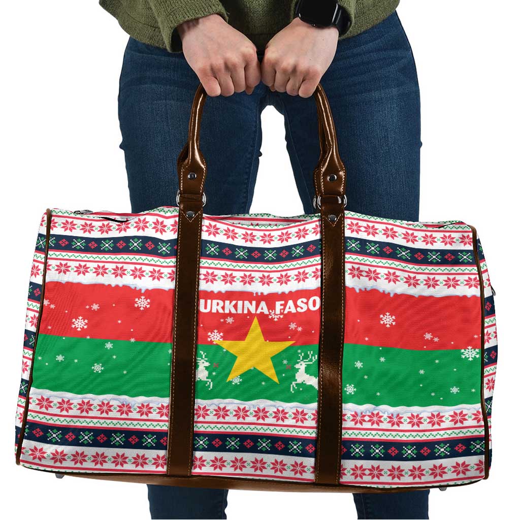Christmas Burkina Faso Travel Bag Reindeer Star Design - Wonder Print Shop
