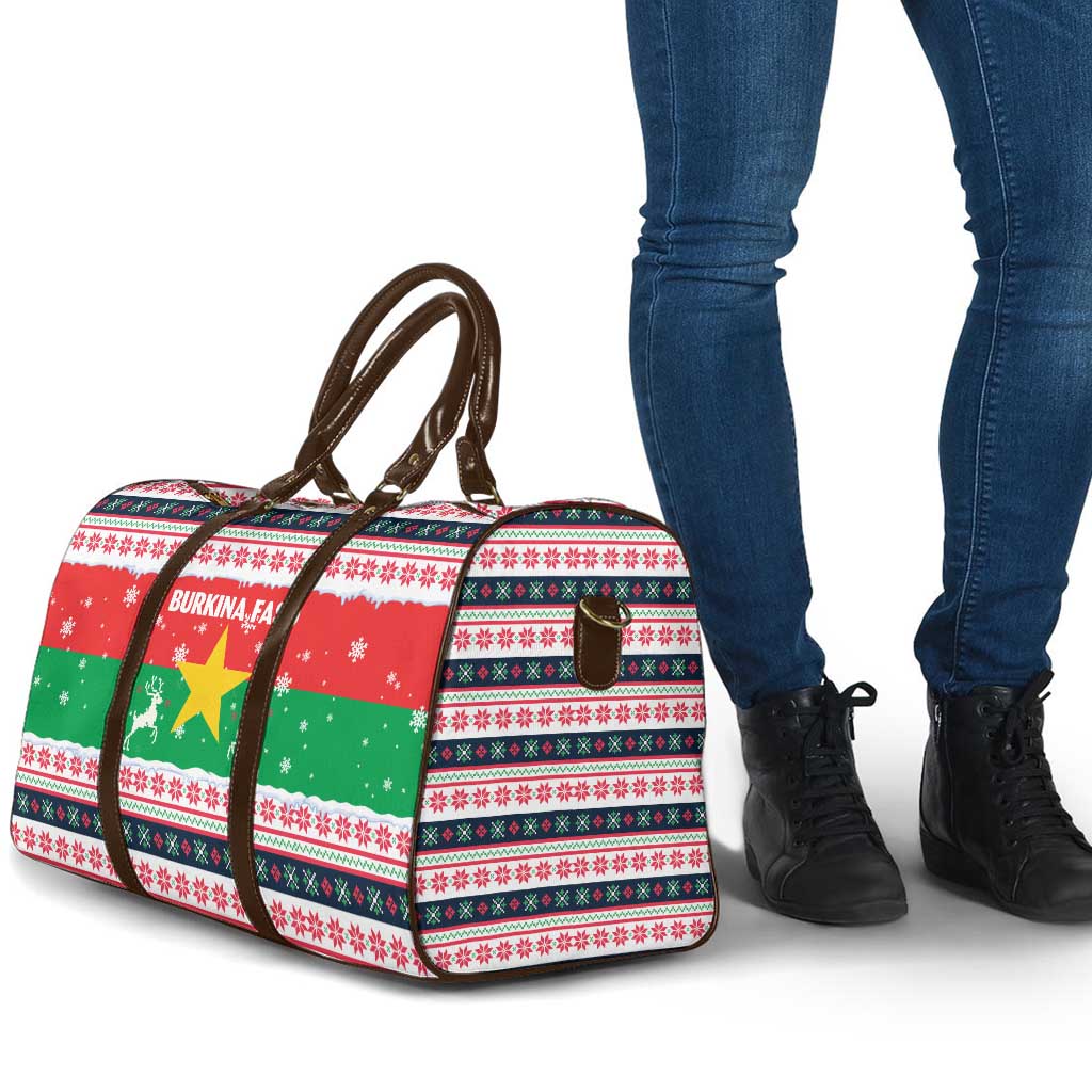 Christmas Burkina Faso Travel Bag Reindeer Star Design - Wonder Print Shop