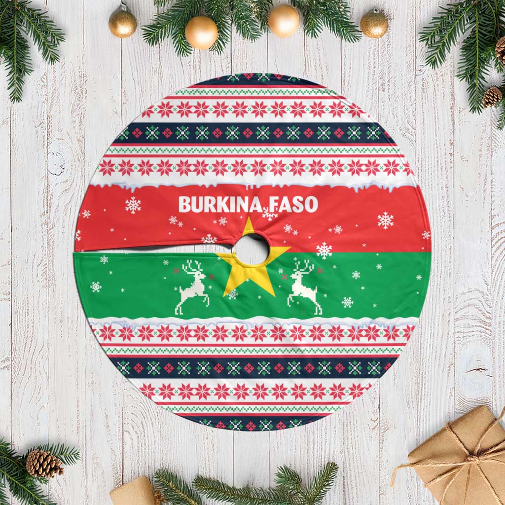 Christmas Burkina Faso Tree Skirt Reindeer Star Design - Wonder Print Shop