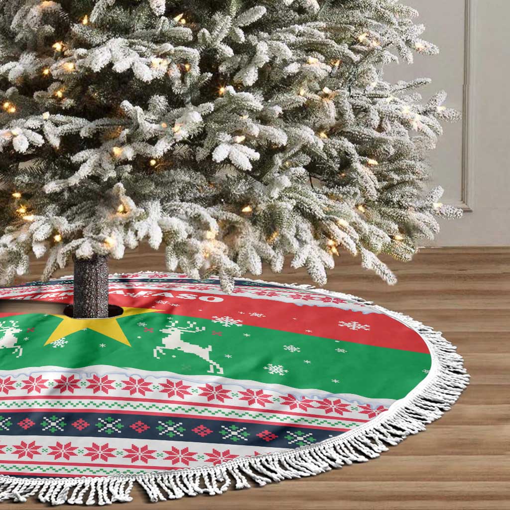 Christmas Burkina Faso Tree Skirt Reindeer Star Design - Wonder Print Shop