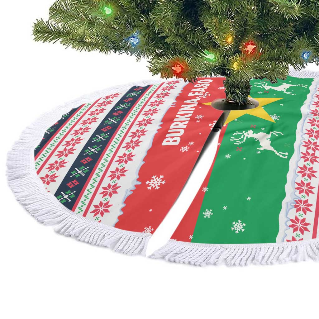 Christmas Burkina Faso Tree Skirt Reindeer Star Design - Wonder Print Shop