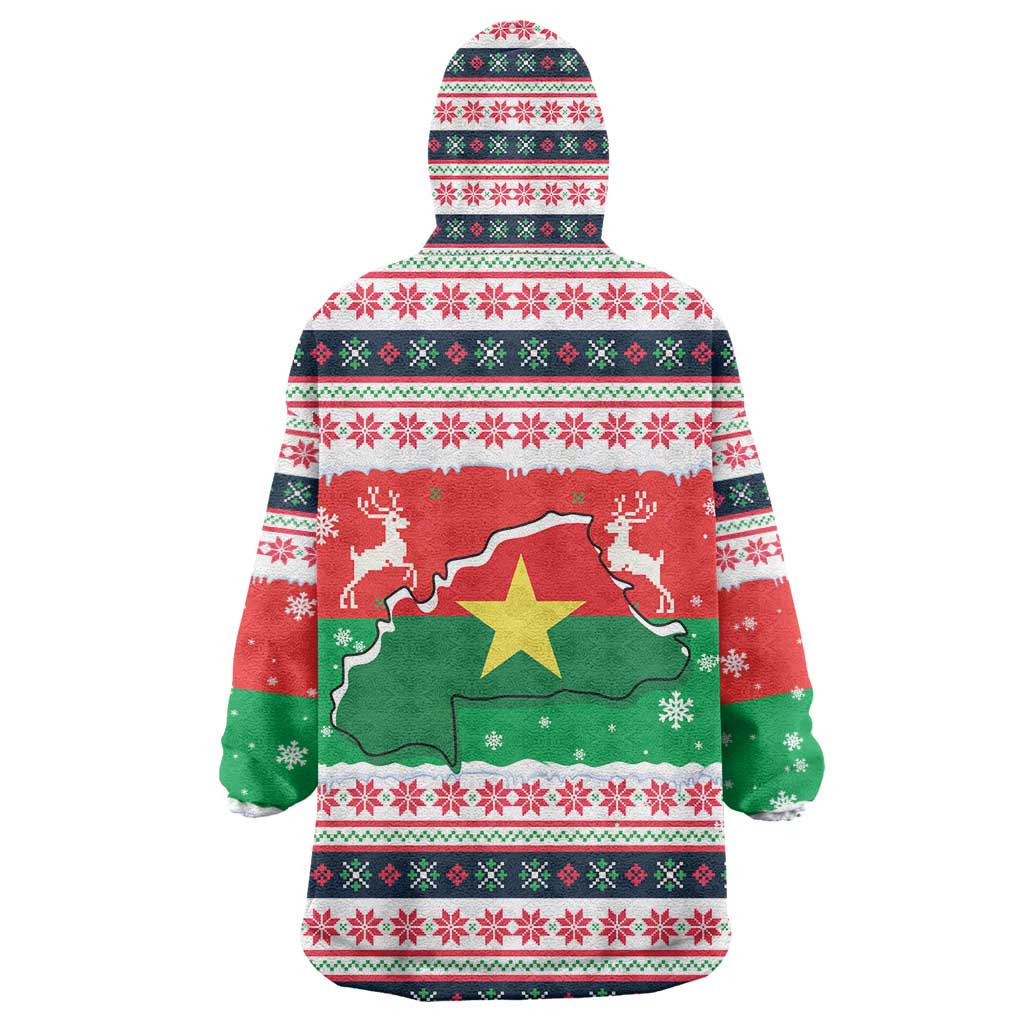 Christmas Burkina Faso Wearable Blanket Hoodie Reindeer Star Design - Wonder Print Shop