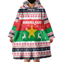 Christmas Burkina Faso Wearable Blanket Hoodie Reindeer Star Design - Wonder Print Shop