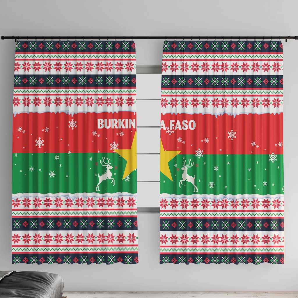 Christmas Burkina Faso Window Curtain Reindeer Star Design - Wonder Print Shop