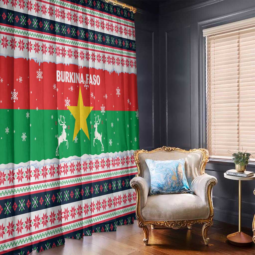 Christmas Burkina Faso Window Curtain Reindeer Star Design - Wonder Print Shop