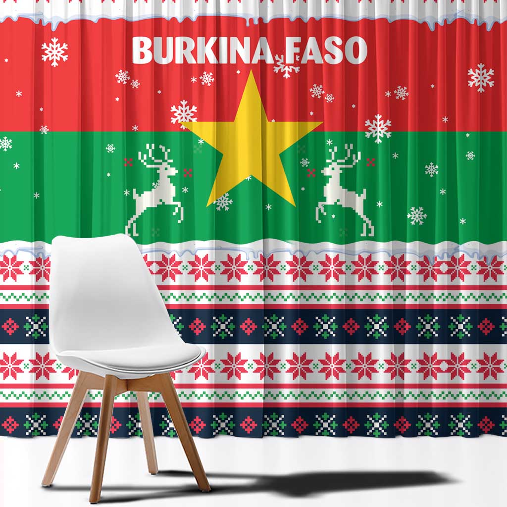 Christmas Burkina Faso Window Curtain Reindeer Star Design - Wonder Print Shop