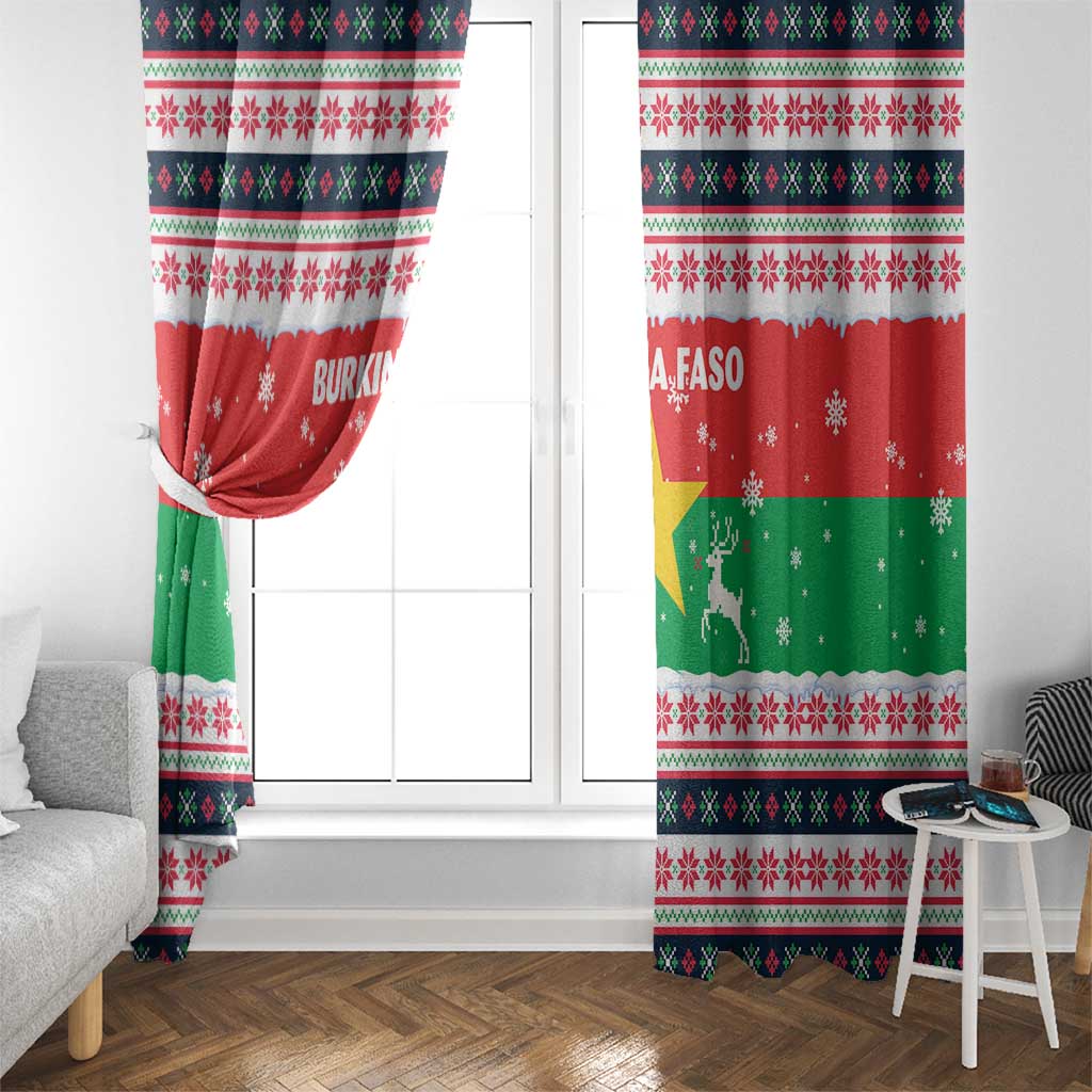 Christmas Burkina Faso Window Curtain Reindeer Star Design - Wonder Print Shop