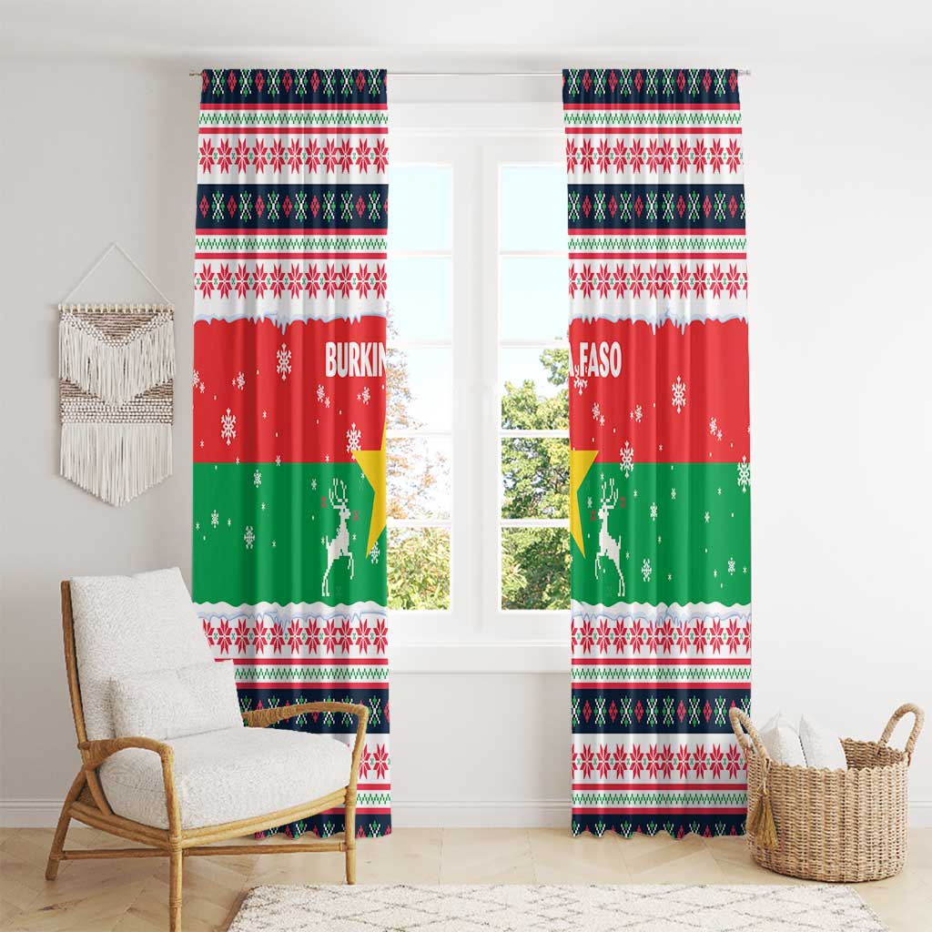 Christmas Burkina Faso Window Curtain Reindeer Star Design - Wonder Print Shop