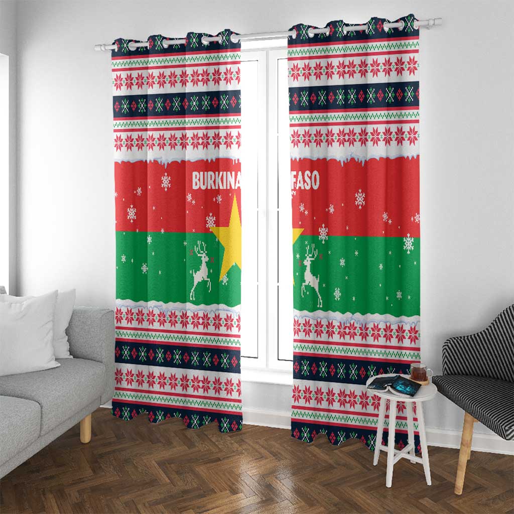 Christmas Burkina Faso Window Curtain Reindeer Star Design - Wonder Print Shop