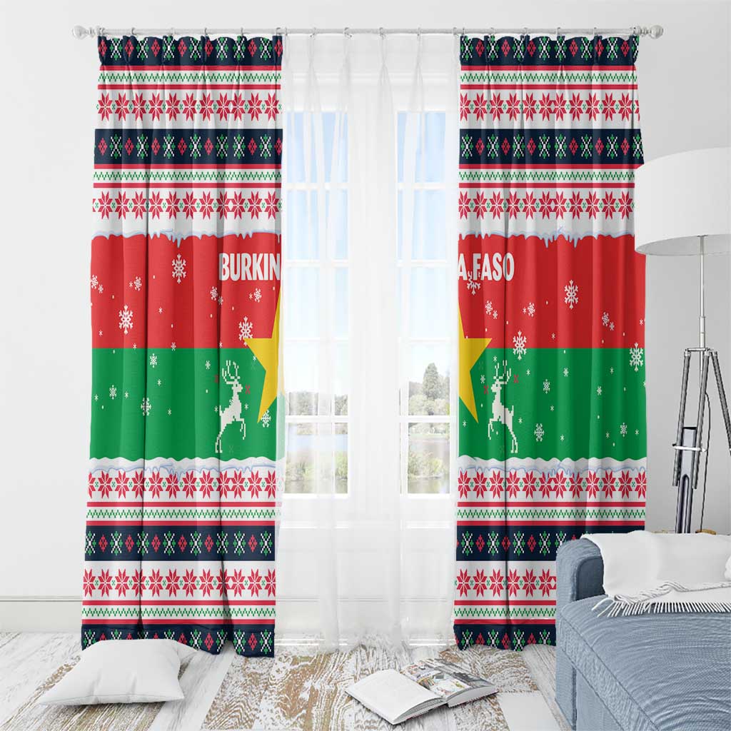Christmas Burkina Faso Window Curtain Reindeer Star Design - Wonder Print Shop