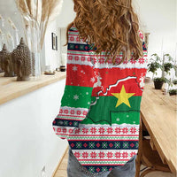 Christmas Burkina Faso Women Casual Shirt Reindeer Star Design - Wonder Print Shop