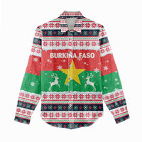 Christmas Burkina Faso Women Casual Shirt Reindeer Star Design - Wonder Print Shop