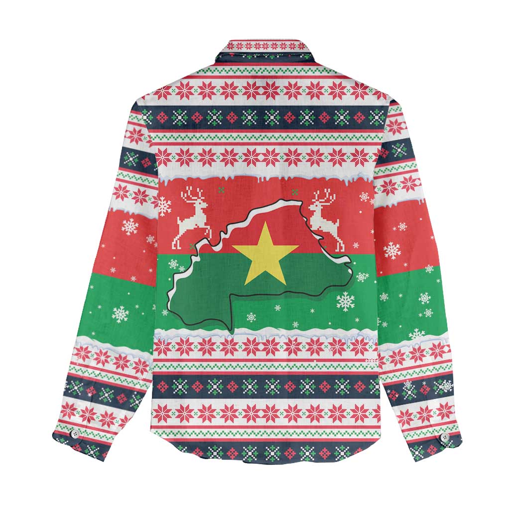 Christmas Burkina Faso Women Casual Shirt Reindeer Star Design - Wonder Print Shop