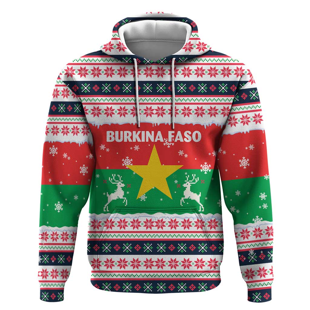 Christmas Burkina Faso Zip Hoodie Reindeer Star Design - Wonder Print Shop
