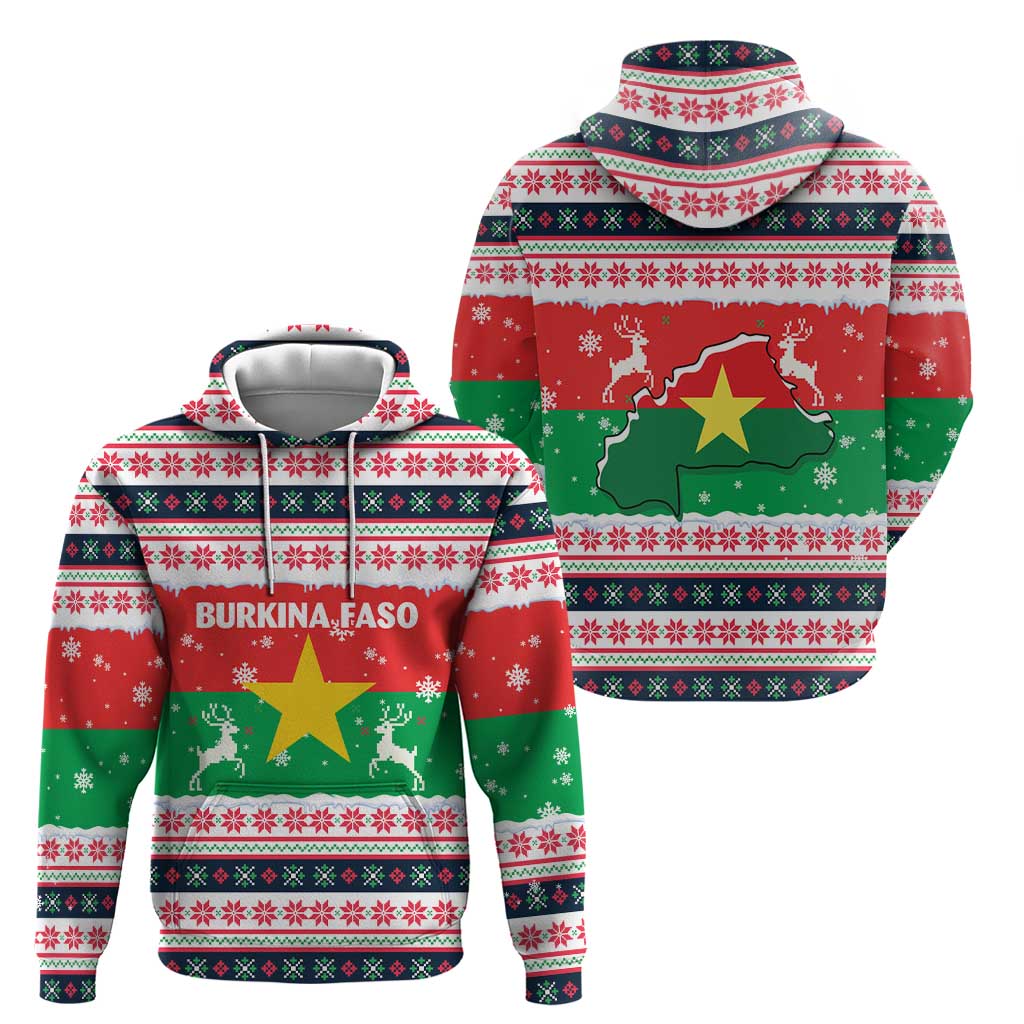 Christmas Burkina Faso Zip Hoodie Reindeer Star Design - Wonder Print Shop