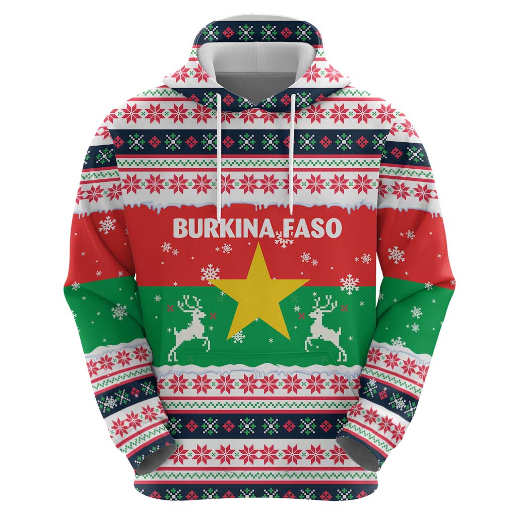 Christmas Burkina Faso Zip Hoodie Reindeer Star Design - Wonder Print Shop