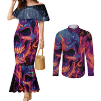 colorful-fire-skull-couples-matching-mermaid-dress-and-long-sleeve-button-shirts-im-not-rude-i-just-have-the-balls-to-say-what-everyone-else-is-thingking