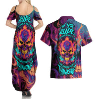 Colorful Fire Skull Couples Matching Summer Maxi Dress and Hawaiian Shirt I'm not rude i just have the balls to say what everyone else is Thingking - Wonder Print Shop