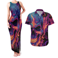 Colorful Fire Skull Couples Matching Tank Maxi Dress and Hawaiian Shirt I'm not rude i just have the balls to say what everyone else is Thingking - Wonder Print Shop
