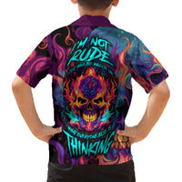 Colorful Fire Skull Family Matching Off Shoulder Long Sleeve Dress and Hawaiian Shirt I'm not rude i just have the balls to say what everyone else is Thingking - Wonder Print Shop