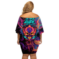 Colorful Fire Skull Family Matching Off Shoulder Short Dress and Hawaiian Shirt I'm not rude i just have the balls to say what everyone else is Thingking - Wonder Print Shop