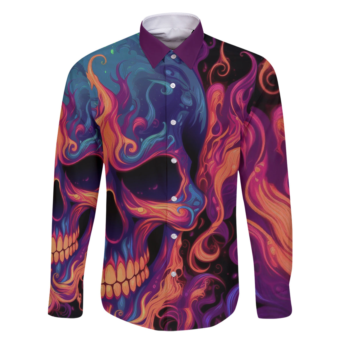 Colorful Fire Skull Family Matching Puletasi Dress and Hawaiian Shirt I'm not rude i just have the balls to say what everyone else is Thingking - Wonder Print Shop