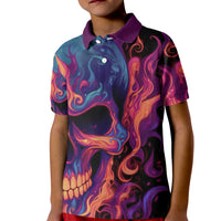 Colorful Fire Skull Kid Polo Shirt I'm not rude i just have the balls to say what everyone else is Thingking - Wonder Print Shop