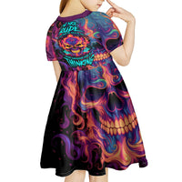 Colorful Fire Skull Kid Short Sleeve Dress I'm not rude i just have the balls to say what everyone else is Thingking - Wonder Print Shop