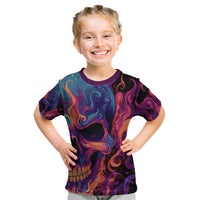 Colorful Fire Skull Kid T Shirt I'm not rude i just have the balls to say what everyone else is Thingking - Wonder Print Shop