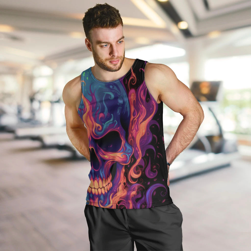 Colorful Fire Skull Men Tank Top I'm not rude i just have the balls to say what everyone else is Thingking - Wonder Print Shop