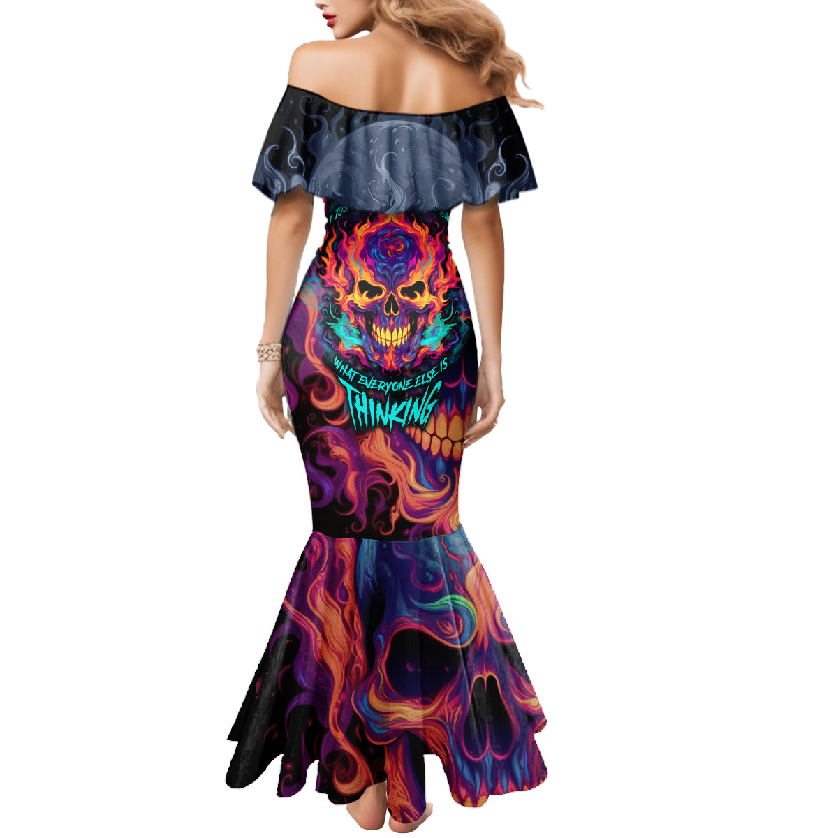 Colorful Fire Skull Mermaid Dress I'm not rude i just have the balls to say what everyone else is Thingking - Wonder Print Shop