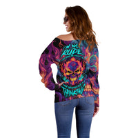 Colorful Fire Skull Off Shoulder Sweater I'm not rude i just have the balls to say what everyone else is Thingking - Wonder Print Shop